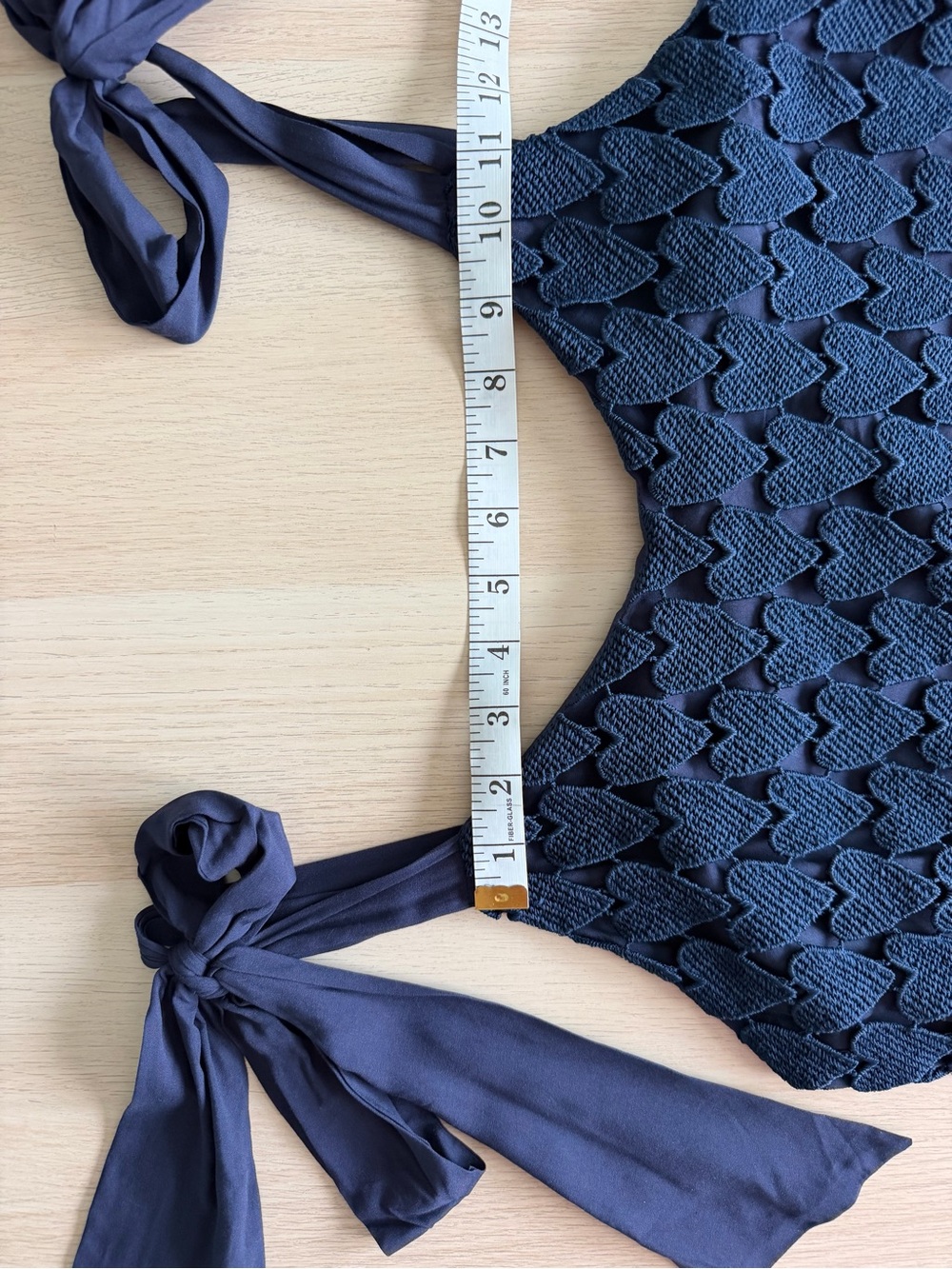 Umgee Navy Heart Shaped Crochet Fringe Maxi Dress Medium Tie Shoulder NWT Boho - Picture 9 of 15